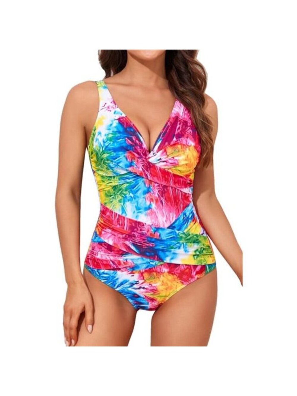 Women's One Piece Bathing Suit Retro Ruched Push Up Vintage Padded Swimwear